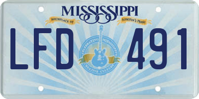 MS license plate LFD491