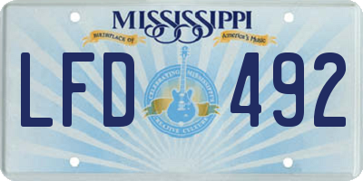 MS license plate LFD492
