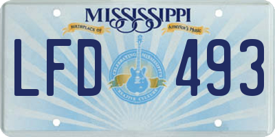 MS license plate LFD493