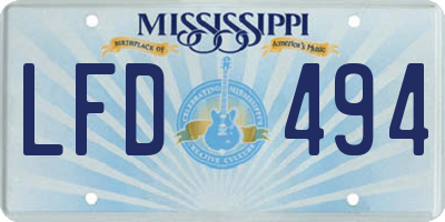 MS license plate LFD494