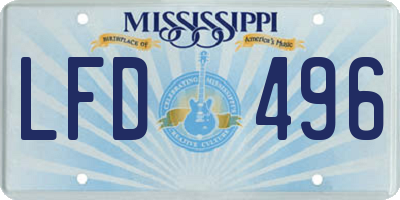 MS license plate LFD496