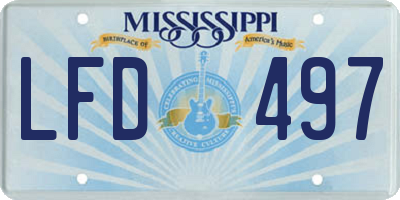 MS license plate LFD497