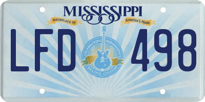 MS license plate LFD498