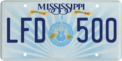 MS license plate LFD500