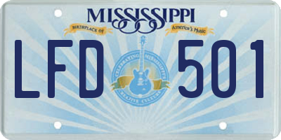 MS license plate LFD501