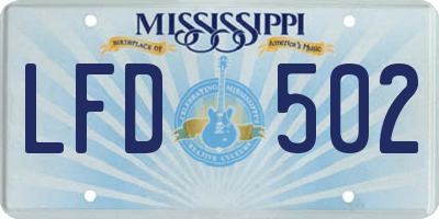MS license plate LFD502