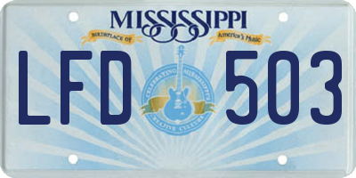 MS license plate LFD503