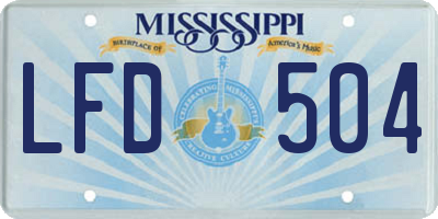 MS license plate LFD504