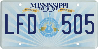 MS license plate LFD505