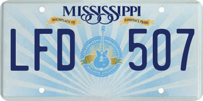 MS license plate LFD507