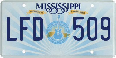 MS license plate LFD509