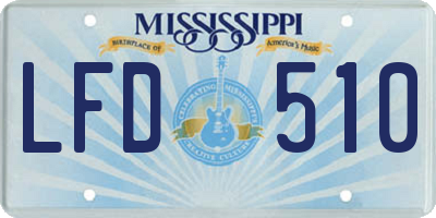 MS license plate LFD510