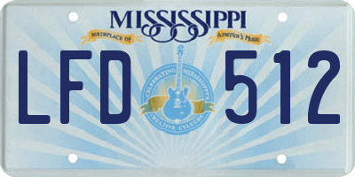 MS license plate LFD512