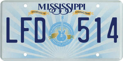 MS license plate LFD514