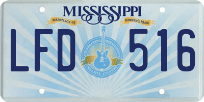 MS license plate LFD516