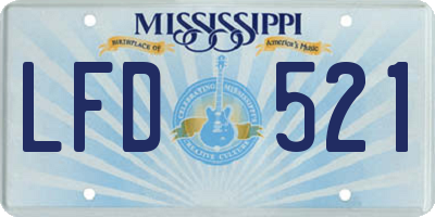MS license plate LFD521