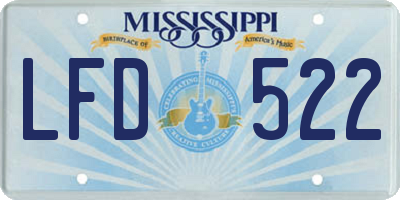 MS license plate LFD522