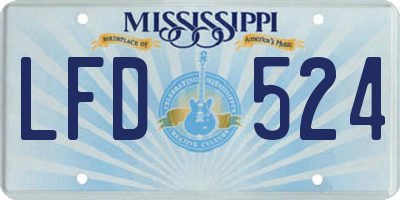 MS license plate LFD524