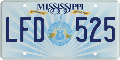 MS license plate LFD525