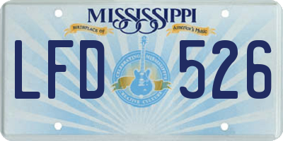 MS license plate LFD526