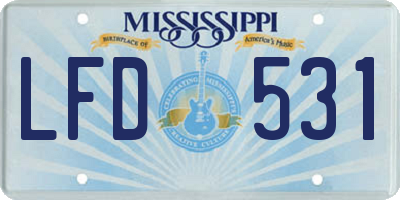 MS license plate LFD531