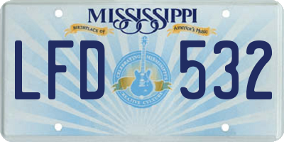 MS license plate LFD532