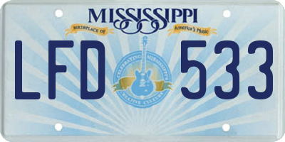 MS license plate LFD533