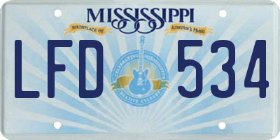 MS license plate LFD534