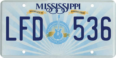 MS license plate LFD536