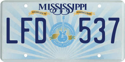 MS license plate LFD537