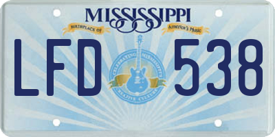 MS license plate LFD538