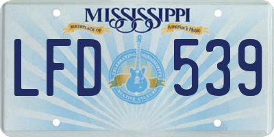 MS license plate LFD539