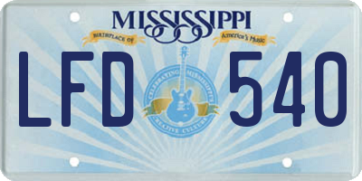 MS license plate LFD540