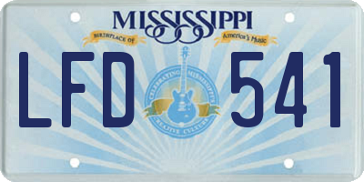 MS license plate LFD541