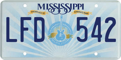 MS license plate LFD542
