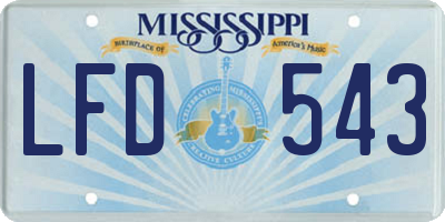 MS license plate LFD543