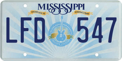 MS license plate LFD547