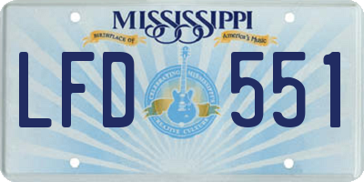 MS license plate LFD551