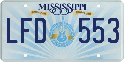 MS license plate LFD553