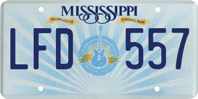 MS license plate LFD557