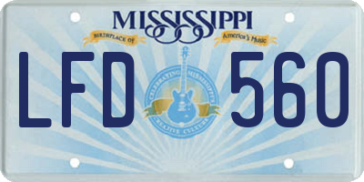 MS license plate LFD560