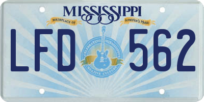 MS license plate LFD562