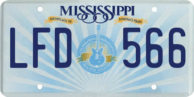 MS license plate LFD566
