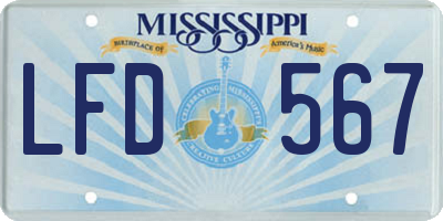 MS license plate LFD567