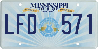 MS license plate LFD571