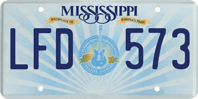 MS license plate LFD573