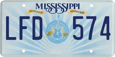 MS license plate LFD574