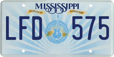 MS license plate LFD575