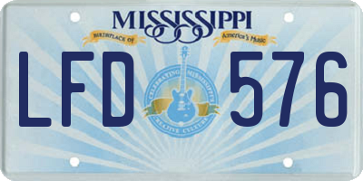 MS license plate LFD576