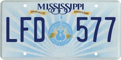 MS license plate LFD577